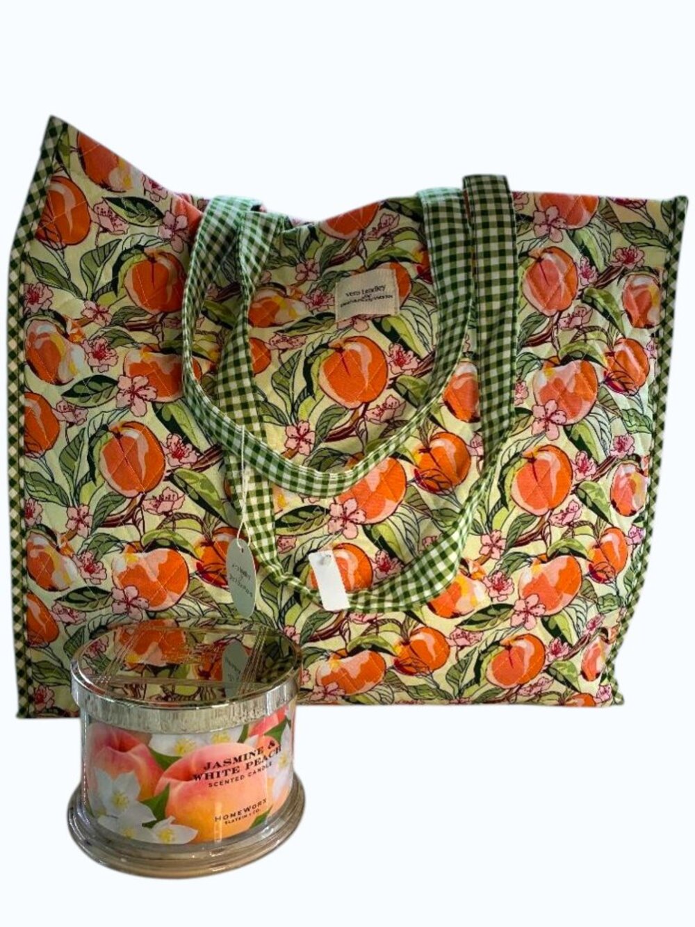 Vera Bradley Bath & Body Works Peach Bag & Homeworx Peach Candle